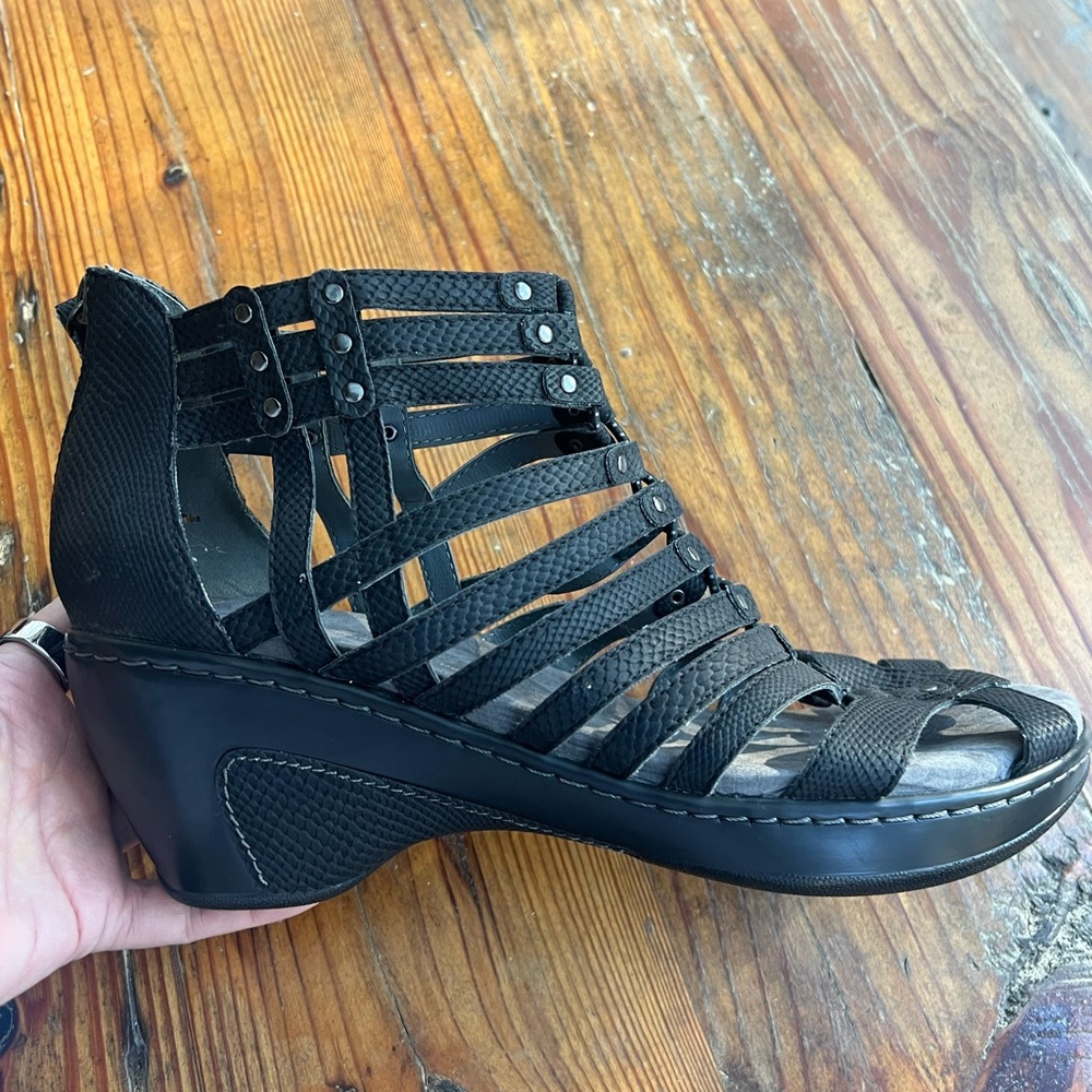 JAMBU Black Studs Sports Leather Wedge Gladiator Women’s Sandal 11 - Picture 3 of 8